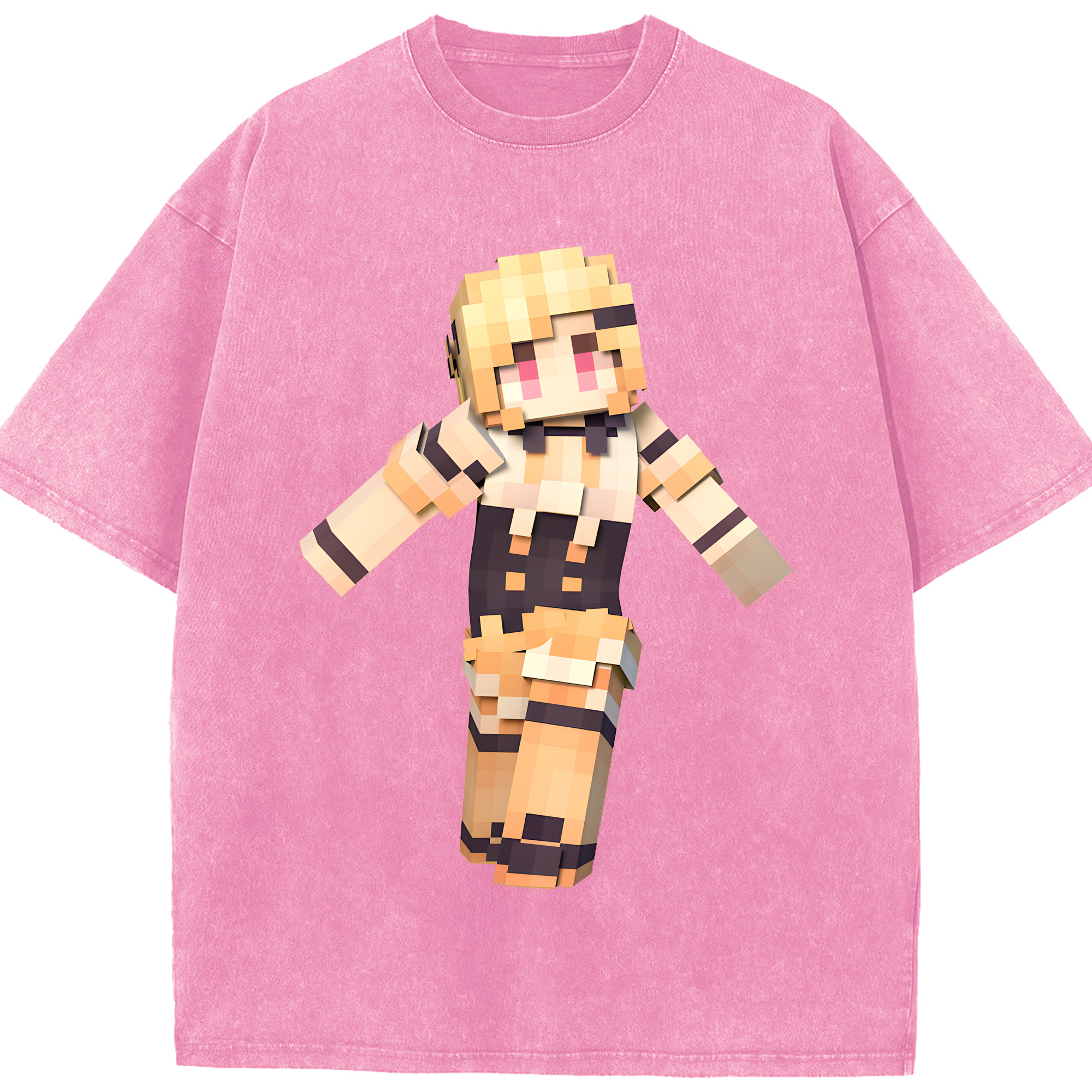 （画像用） マインクラフト ブロックの世界 Minecraft MC Block world 綿100% ヴィンテージ風 半袖Tシャツ（フロントプリント）